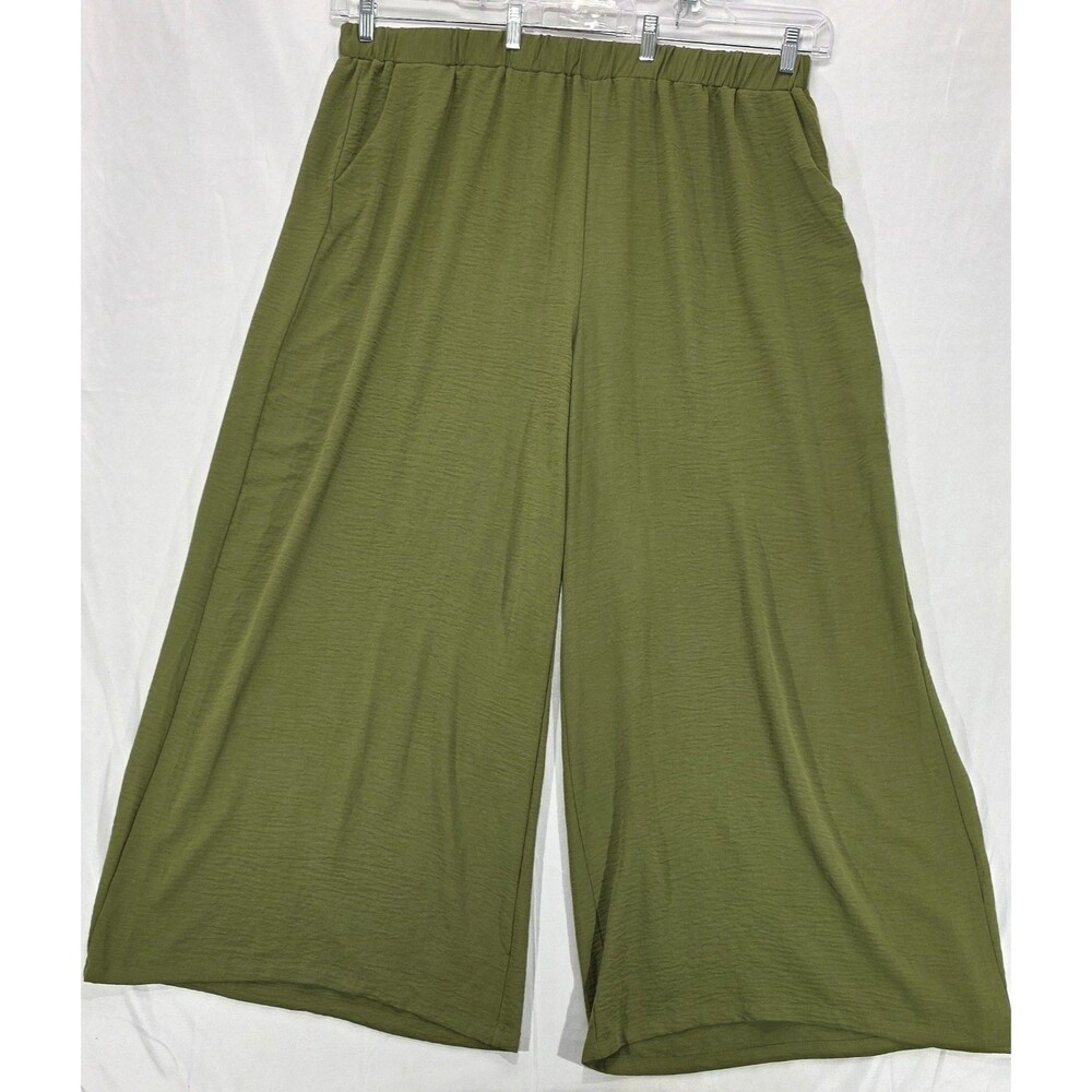 Olive Green Wide Leg Pants 5XL Plus Lagenlook Minimalist Boho Goblincore